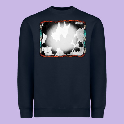 Cowhide Background With Bleach Serape Frame Heavyweight Sweatshirt Designed By Cowcowdesign
