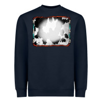 Navy Cowhide Background with Bleach Serape Frame Heavyweight Sweatshirt - CowCowDesign