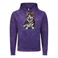 Cloud Purple alaskan husky with bandeau Vintage Hoodie - texasbilliewilder