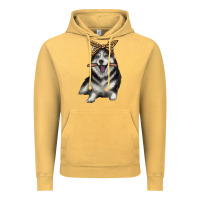 Vintage Mustard alaskan husky with bandeau Vintage Hoodie - texasbilliewilder