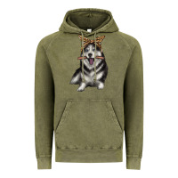 Alaskan Husky With Bandeau Vintage Hoodie | Teevron
