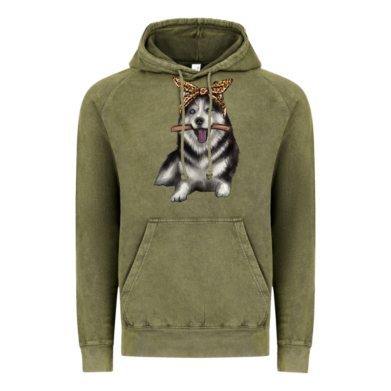 Alaskan Husky With Bandeau Vintage Hoodie by texasbilliewilder | Teevron