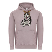 Vintage Zinc alaskan husky with bandeau Vintage Hoodie - texasbilliewilder