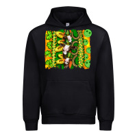 Black st patricks cow and coin wıth clovers and leopard brushstrokes Urban Hoodie - Artiststas
