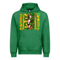 Emerald st patricks cow and coin wıth clovers and leopard brushstrokes Urban Hoodie - Artiststas