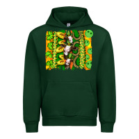 Forest Green st patricks cow and coin wıth clovers and leopard brushstrokes Urban Hoodie - Artiststas