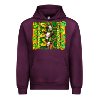 Mauve Wine st patricks cow and coin wıth clovers and leopard brushstrokes Urban Hoodie - Artiststas