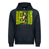 Navy st patricks cow and coin wıth clovers and leopard brushstrokes Urban Hoodie - Artiststas