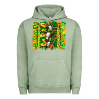 Pigment Oil Green st patricks cow and coin wıth clovers and leopard brushstrokes Urban Hoodie - Artiststas
