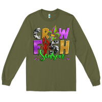 Army Green crawfish season mardi gras carnival fleur de lis Long Sleeve Tee - Jasminsmagicworld