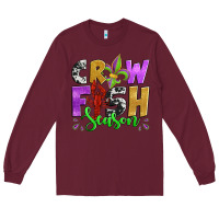 Burgundy crawfish season mardi gras carnival fleur de lis Long Sleeve Tee - Jasminsmagicworld
