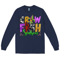Navy crawfish season mardi gras carnival fleur de lis Long Sleeve Tee - Jasminsmagicworld