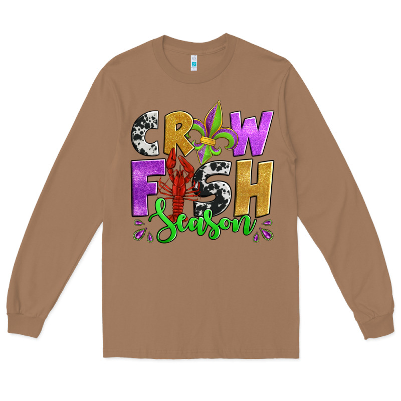 Crawfish Season Mardi Gras Carnival Fleur De Lis Long Sleeve Tee by Jasminsmagicworld | Teevron