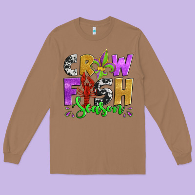 Crawfish Season Mardi Gras Carnival Fleur De Lis Long Sleeve Tee Designed By Jasminsmagicworld