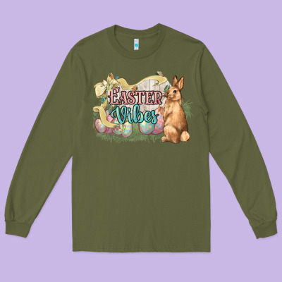 Easter Vibes Easter Day Long Sleeve Tee Designed By Howdyjamesfarm