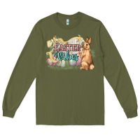 Army Green Easter vibes Easter Day Long Sleeve Tee - HowdyJamesFarm