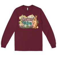 Burgundy Easter vibes Easter Day Long Sleeve Tee - HowdyJamesFarm