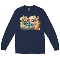 Navy Easter vibes Easter Day Long Sleeve Tee - HowdyJamesFarm