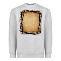 Heather Grey Burlap and Leopard  Black Frame Heavyweight Sweatshirt - CowCowDesign
