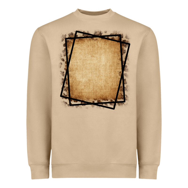 Burlap And Leopard  Black Frame Heavyweight Sweatshirt by CowCowDesign | Teevron