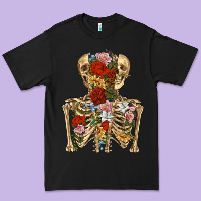 Flower Skeleton Premium Tee Designed By Ranaportraitstore