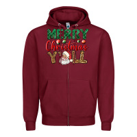 Burgundy merry christmas y'all Zipper Hoodie - BundleAndBundleShop