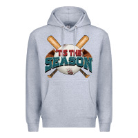 Heather Grey 'tis the season baseball Premium Hoodie - FaDigitalArtStudio