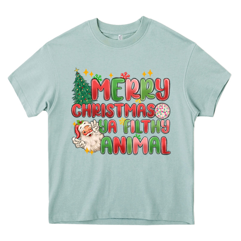 Merry Christmas Ya Filthy Animal Heavy Core Tee by MaliasSmallBusiness | Teevron
