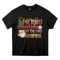 Black merry christmas ya filthy animal Heavy Core Tee - MaliasSmallBusiness