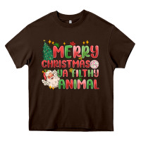 Chocolate Brown merry christmas ya filthy animal Heavy Core Tee - MaliasSmallBusiness