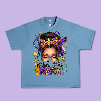Mardi Gras Mama Messy Bun Urban Heavy Tee Designed By Texasbilliewilder
