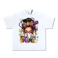 White mardi gras mama messy bun Urban Heavy Tee - texasbilliewilder