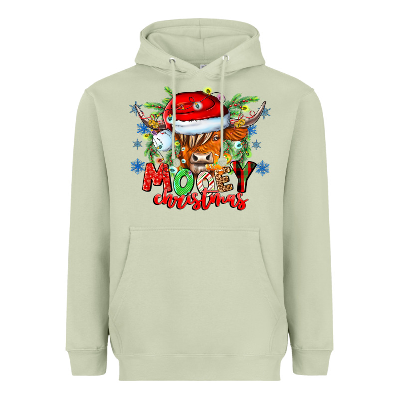 Mooey Christmas Heavyweight Hoodie by CowhideDigitalArt | Teevron