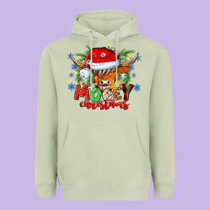 Mooey Christmas Heavyweight Hoodie Designed By Cowhidedigitalart