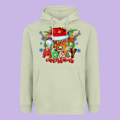 Mooey Christmas Heavyweight Hoodie Designed By Cowhidedigitalart