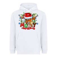 White Mooey Christmas Heavyweight Hoodie - CowhideDigitalArt