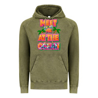 Vintage Olive Meet me at the ocean Summer Vintage Hoodie - NancyCooperArtShop