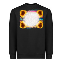 Black Serape Bleached Sunflowers Leopard Background Heavyweight Sweatshirt - CowCowDesign