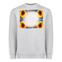 Heather Grey Serape Bleached Sunflowers Leopard Background Heavyweight Sweatshirt - CowCowDesign