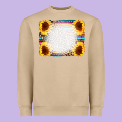 Serape Bleached Sunflowers Leopard Background Heavyweight Sweatshirt Designed By Cowcowdesign
