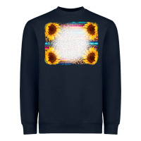 Navy Serape Bleached Sunflowers Leopard Background Heavyweight Sweatshirt - CowCowDesign