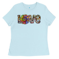 Baby Blue tie dye sunflower love Ladies Tee - RanaPortraitStore