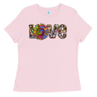 Bubblegum Pink tie dye sunflower love Ladies Tee - RanaPortraitStore