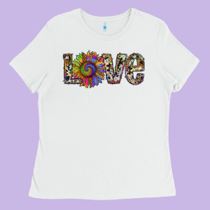 Tie Dye Sunflower Love Ladies Tee Designed By Ranaportraitstore