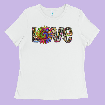 Tie Dye Sunflower Love Ladies Tee Designed By Ranaportraitstore