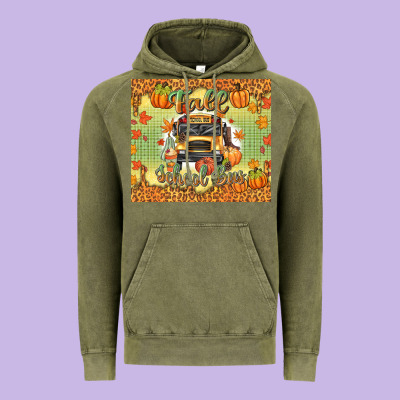 Fall School Bus Vintage Hoodie Designed By Texasbilliewilder