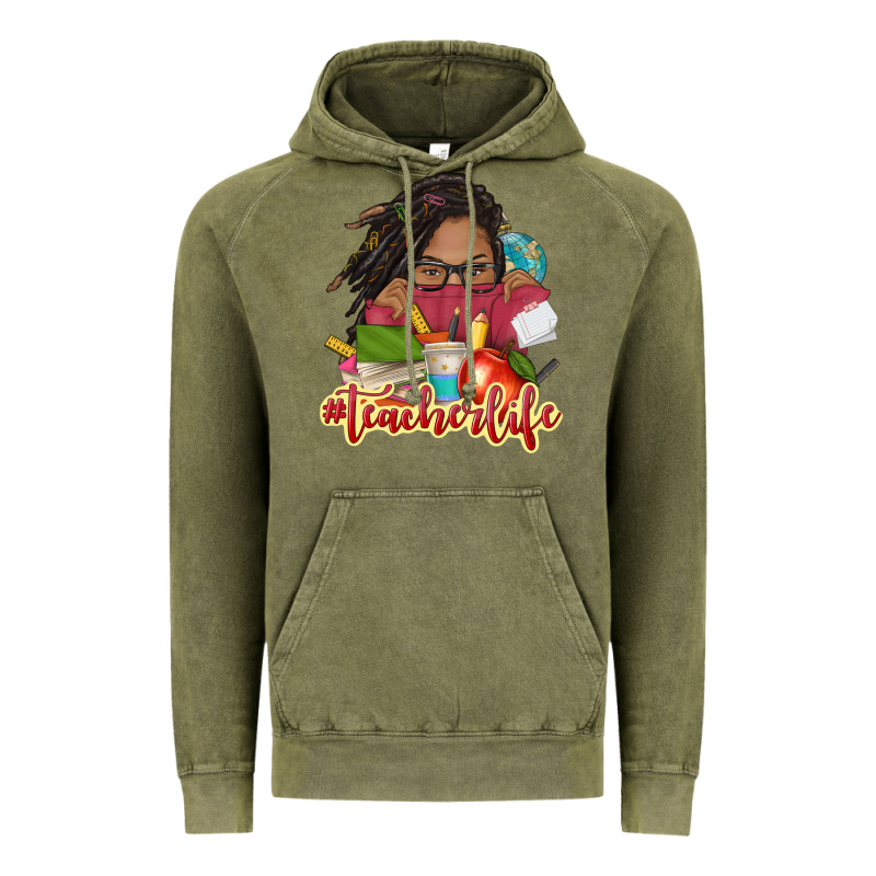 Afro Woman Teacher Life Vintage Hoodie by NancyCooperArtShop | Teevron