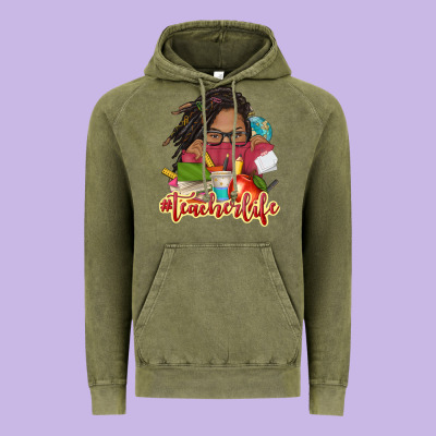 Afro Woman Teacher Life Vintage Hoodie Designed By Nancycooperartshop
