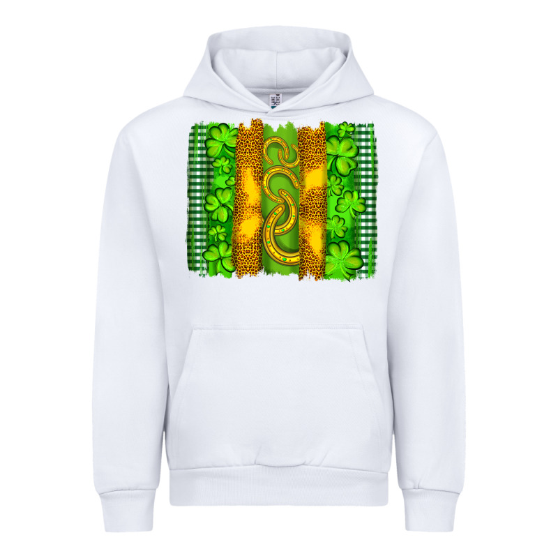 Saint Patricks Horseshoe Shamrock Leopard Glitter Brushstroke Urban Hoodie by Artiststas | Teevron
