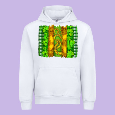 Saint Patricks Horseshoe Shamrock Leopard Glitter Brushstroke Urban Hoodie Designed By Artiststas